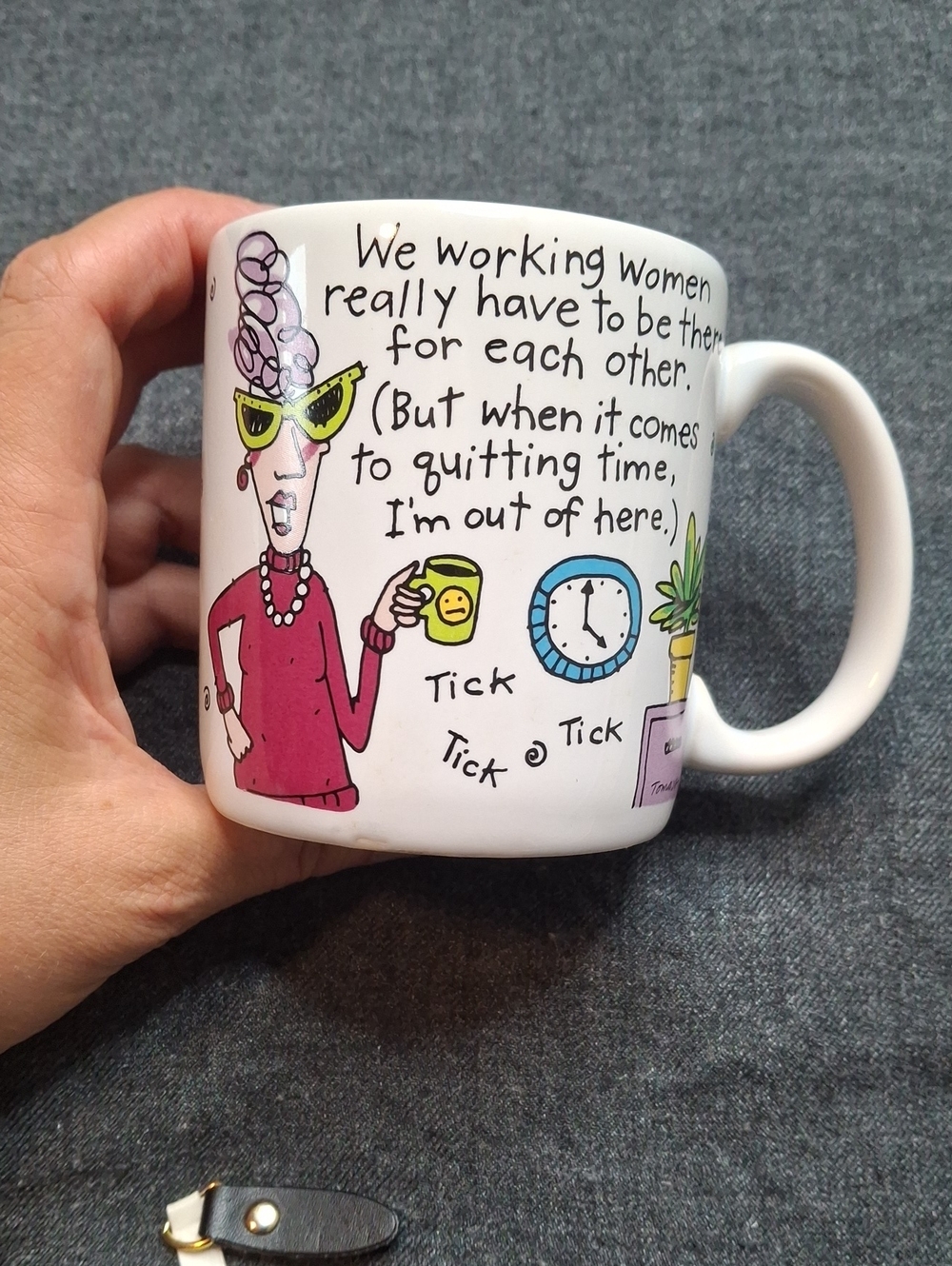 Carlton Cards White Mug with Pink Illustration and Yellow Accents